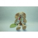 DOUDOU LAPIN PELUCHE TENANT UNE FEUILLE DOUDOU ET COMPAGNIE