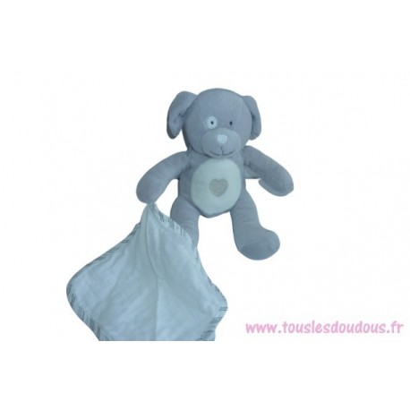 Doudou chien peluche avec mouchoir SOS doudou Obaibi