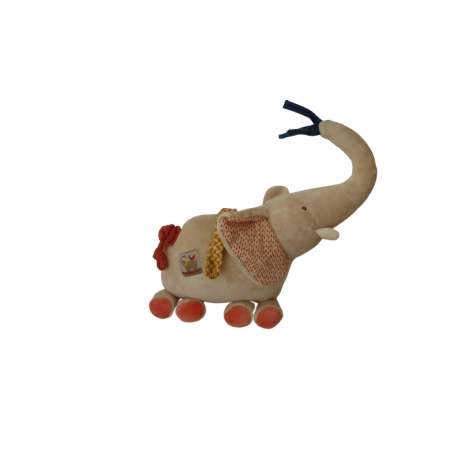 Doudou peluche musicale éléphant Les Papoums Moulin roty