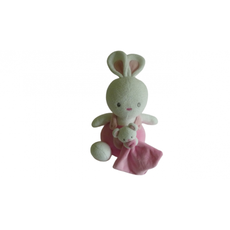 Doudou peluche lapin et son petit ours Luminou