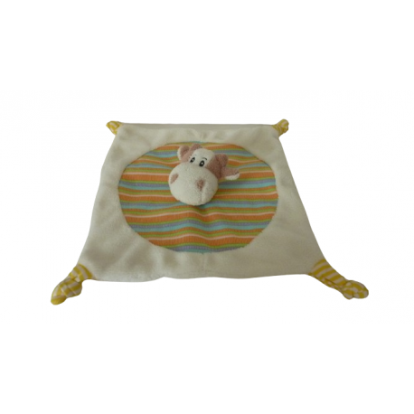 Doudou vache plat blanc rayures multicolores