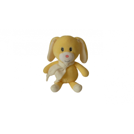 Doudou peluche lapin 27 cm jaune blanc comme neuf Gipsy