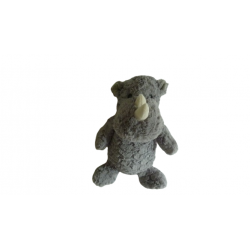 Doudou peluche rhinocéros gris écru 33 cm