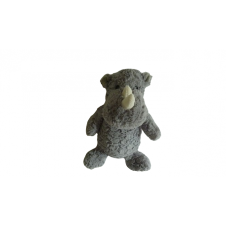 Doudou peluche rhinocéros gris écru 33 cm