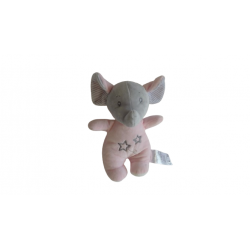 Doudou peluche éléphant 21 cm rose comme neuf Tom & Kiddy Tomkids